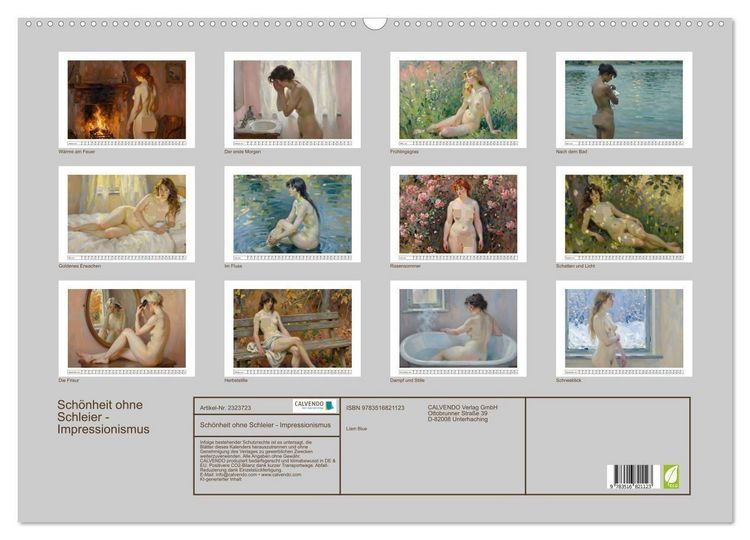 Produktbild: Sch&ouml;nheit ohne Schleier - Impressionismus (Wandkalender 2027 DIN A2 quer), CALVENDO Monatskalender