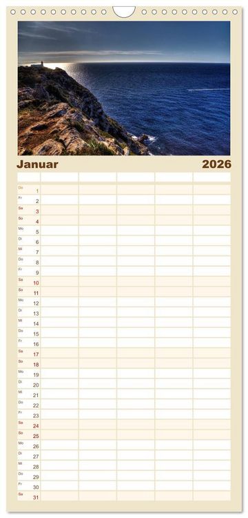 Produktbild: Familienplaner 2026 - Mallorca - Mallorquinische Tr&auml;ume mit 5 Spalten (Wandkalender, 21 x 45 cm) CALVENDO