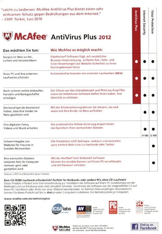Produktbild: McAfee Antivirus Plus 2012 - 3 User