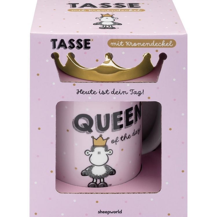 Produktbild: Sheepworld Tasse mit Kronendeckel Motiv "Queen of the day"