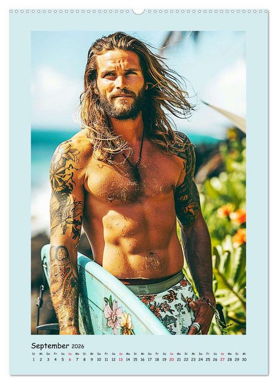 Produktbild: Strandsommer. M&auml;nner. Coole Typen am Meer (hochwertiger Premium Wandkalender 2026 DIN A2 hoch), Kunstdruck in Hochglanz
