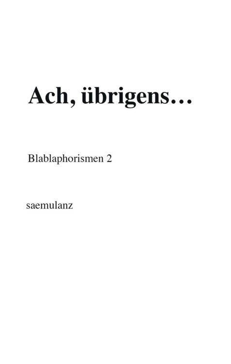 Produktbild: Ach, &uuml;brigens&hellip;