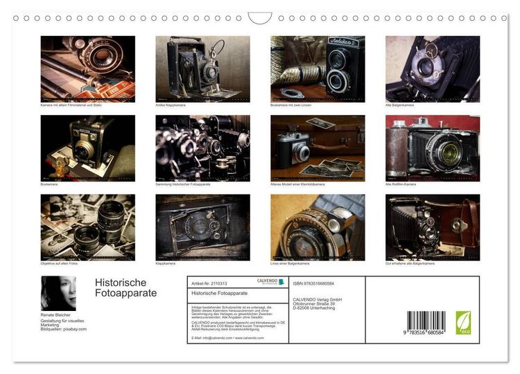 Produktbild: Historische Fotoapparate (Wandkalender 2026 DIN A3 quer), CALVENDO Monatskalender