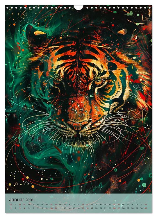 Produktbild: Raubkatzen - Geschmeidige J&auml;ger im Neonlicht (Wandkalender 2026 DIN A3 hoch), CALVENDO Monatskalender