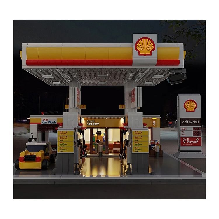 Produktbild: CaDA Shell Tankstelle mit Shop und Waschanlage Bricks