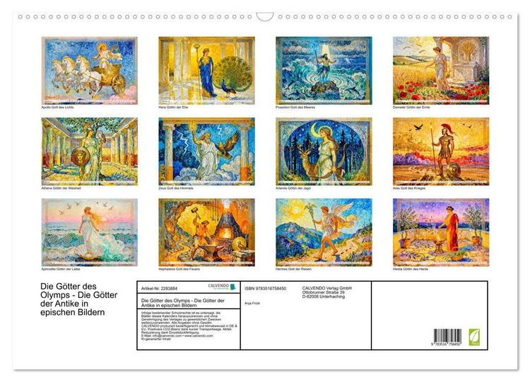 Produktbild: Die G&ouml;tter des Olymps - Die G&ouml;tter der Antike in epischen Bildern (Wandkalender 2027 DIN A2 quer), CALVENDO Monatskalender