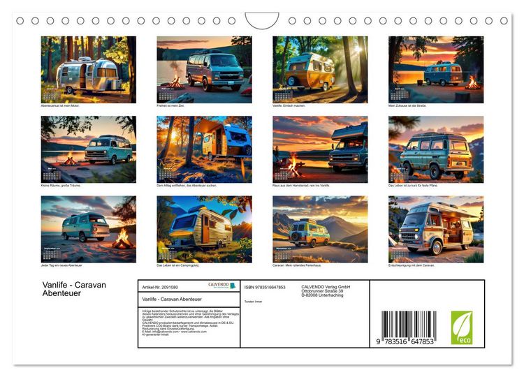 Produktbild: Vanlife - Caravan Abenteuer (Wandkalender 2026 DIN A4 quer), CALVENDO Monatskalender
