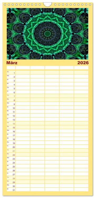 Produktbild: Familienplaner 2026 - Mandala Tr&auml;ume mit 5 Spalten (Wandkalender, 21 x 45 cm) CALVENDO