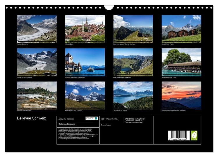 Produktbild: Bellevue Schweiz (Wandkalender 2026 DIN A3 quer), CALVENDO Monatskalender