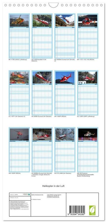 Produktbild: Familienplaner 2027 - Helikopter in der Luft mit 5 Spalten (Wandkalender, 21 x 45 cm) CALVENDO