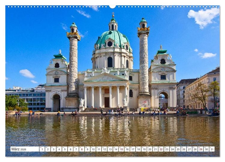 Produktbild: Sch&ouml;ne Gr&uuml;&szlig;e aus Wien (hochwertiger Premium Wandkalender 2026 DIN A2 quer), Kunstdruck in Hochglanz