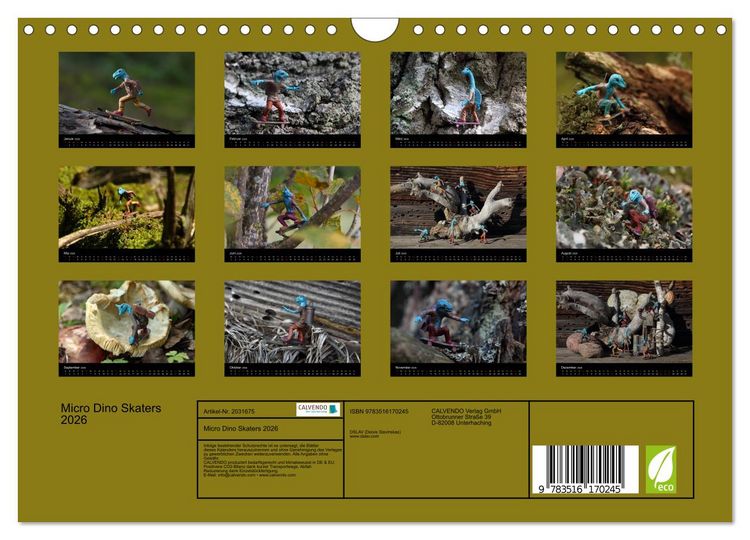 Produktbild: Micro Dino Skaters 2026 (Wandkalender 2026 DIN A4 quer), CALVENDO Monatskalender
