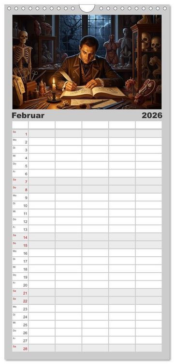 Produktbild: Familienplaner 2026 - Victor Frankenstein und seine Sch&ouml;pfung mit 5 Spalten (Wandkalender, 21 x 45 cm) CALVENDO