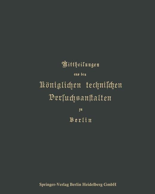 Produktbild: Mittheilungen aus den K&ouml;niglichen technischen Versuchsanstalten zu Berlin