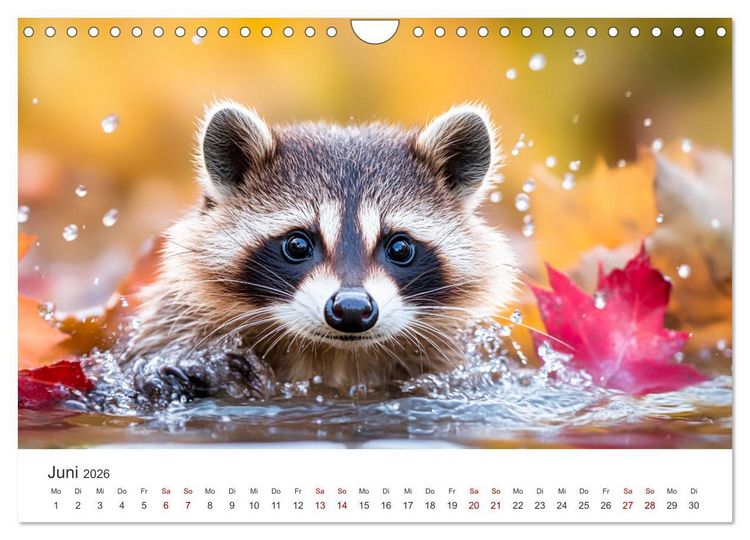 Produktbild: Frech, flauschig, fantastisch - Der Waschb&auml;ren-Kalender (Wandkalender 2026 DIN A4 quer), CALVENDO Monatskalender
