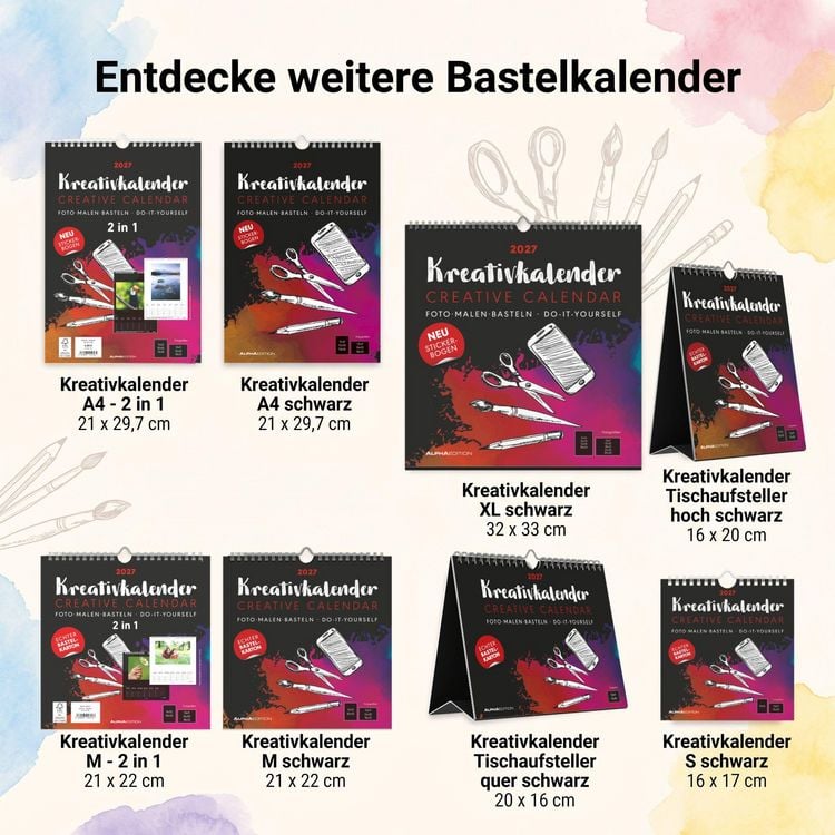 Produktbild: Kreativkalender Tischaufsteller quer schwarz 2027