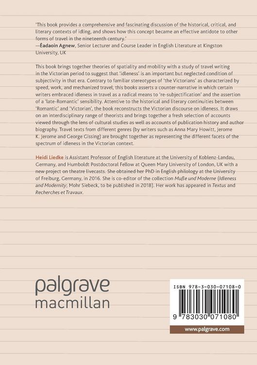 Produktbild: The Experience of Idling in Victorian Travel Texts, 1850&ndash;1901