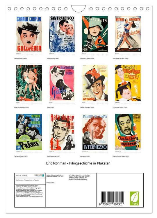 Produktbild: Eric Rohman - Filmgeschichte in Plakaten (Wandkalender 2026 DIN A4 hoch), CALVENDO Monatskalender