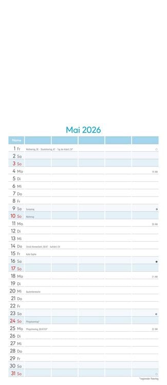 Produktbild: Kreativ-Kalender Familienplaner 2026 - 5 Spalten - 19,5x45 cmFoto, Malen, Basteln - datiert - Kreativkalender - Foto-Kalender - Familienkalender - Wan
