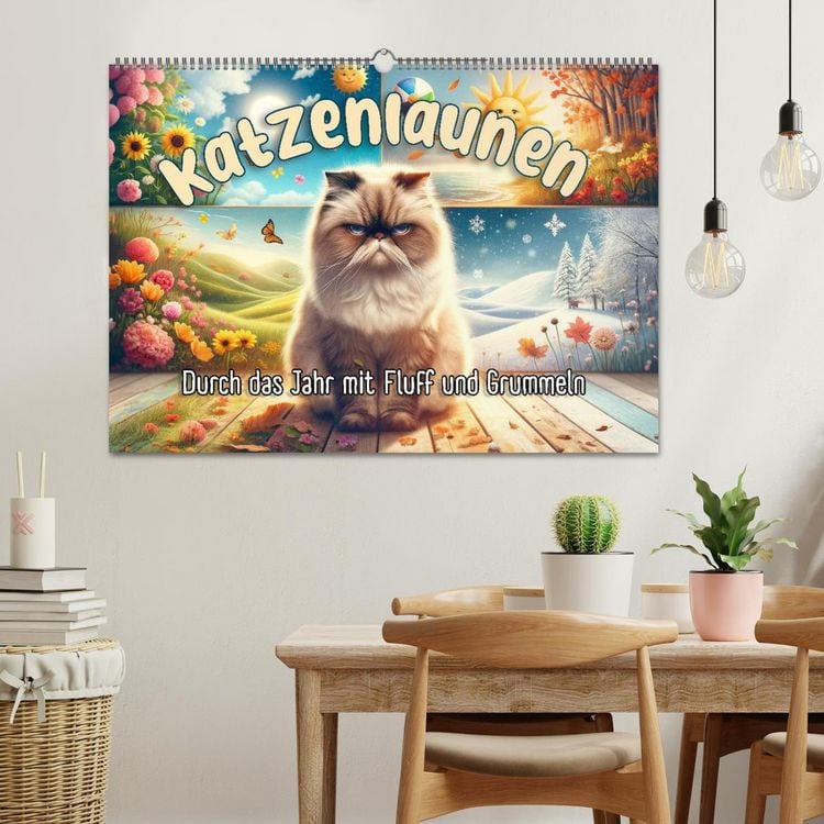 Produktbild: Katzenlaunen - Durch das Jahr mit Fluff und Grummeln (Wandkalender 2026 DIN A2 quer), CALVENDO Monatskalender