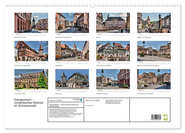 Produktbild: Gengenbach - romantisches Kleinod im Schwarzwald (Wandkalender 2026 DIN A2 quer), CALVENDO Monatskalender