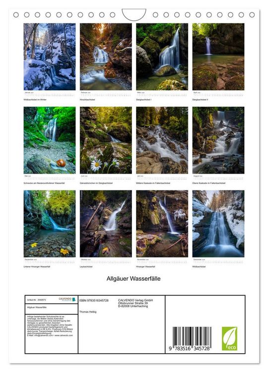 Produktbild: Allg&auml;uer Wasserf&auml;lle (Wandkalender 2026 DIN A4 hoch), CALVENDO Monatskalender