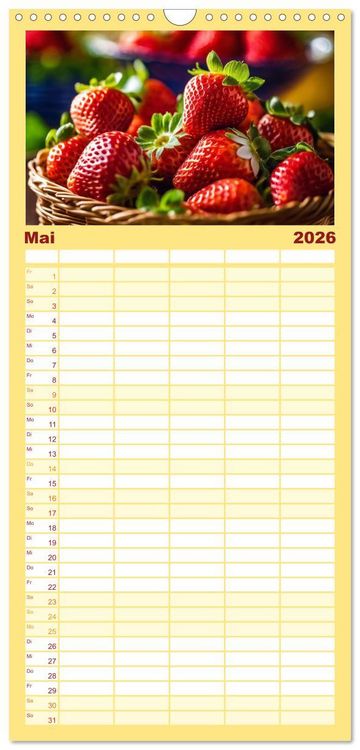 Produktbild: Familienplaner 2026 - Gesundes frisches Obst mit 5 Spalten (Wandkalender, 21 x 45 cm) CALVENDO