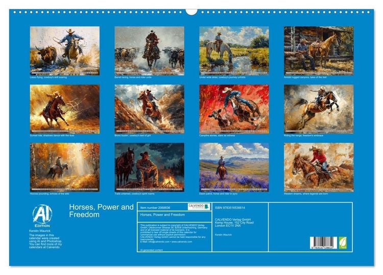 Produktbild: Horses, Power and Freedom (Wall Calendar 2026 DIN A2 landscape), CALVENDO 12 Month Wall Calendar