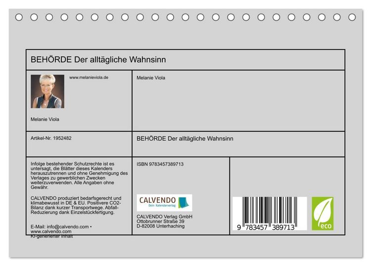 Produktbild: BEH&Ouml;RDE Der allt&auml;gliche Wahnsinn (Tischkalender 2026 DIN A5 quer), CALVENDO Monatskalender