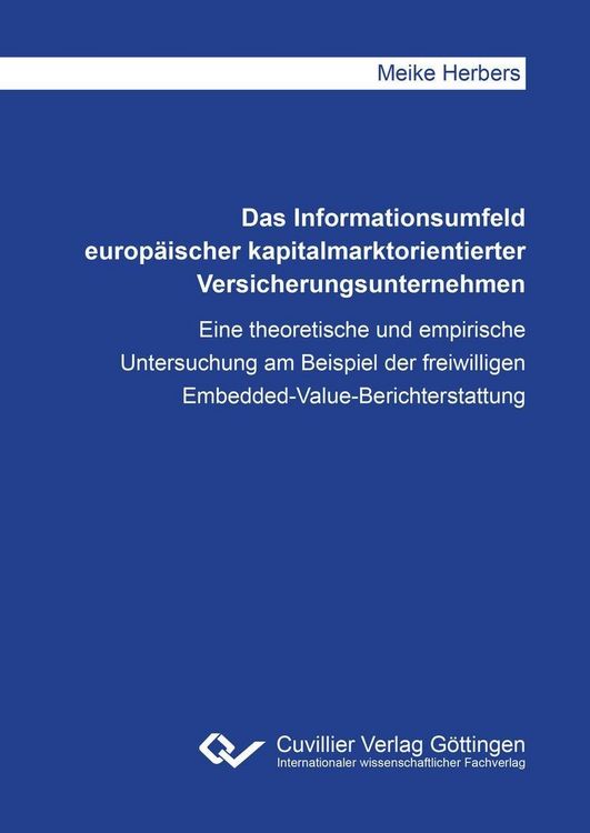 Produktbild: Das Informationsumfeld europ&auml;ischer kapitalmarktorientierter Versicherungsunternehmen