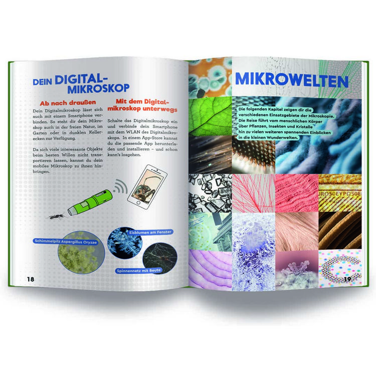 Produktbild: FRANZIS 67184 - GEOLINO Digitales Mikroskop, das gro&szlig;e Entdecker-Set mit Experimentierideen f&uuml;r drinnen und drau&szlig;en f&uuml;r Kinder ab 8 Jahren, inkl. 96-seitigem Begleitbuch