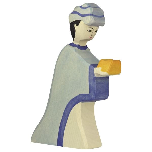 Produktbild: Goki 80282 - Caspar, grau/blau, Holzfigur, 17,5cm, Holztiger-Figur