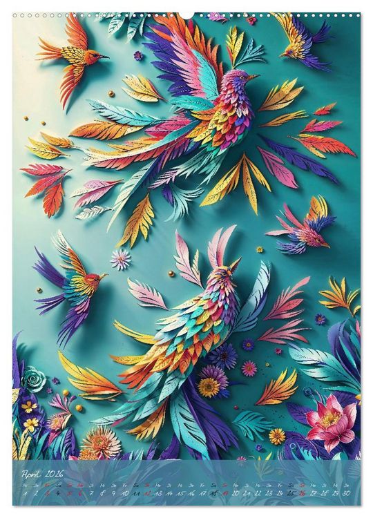 Produktbild: Papierv&ouml;gel - Digitale Kunst (Wandkalender 2026 DIN A2 hoch), CALVENDO Monatskalender