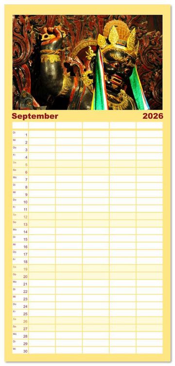 Produktbild: Familienplaner 2026 - Buddhas & Bhodisattvas mit 5 Spalten (Wandkalender, 21 x 45 cm) CALVENDO