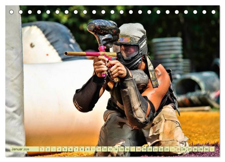 Produktbild: Paintball - so cool (Tischkalender 2026 DIN A5 quer), CALVENDO Monatskalender