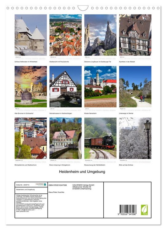 Produktbild: Heidenheim und Umgebung (Wandkalender 2026 DIN A3 hoch), CALVENDO Monatskalender