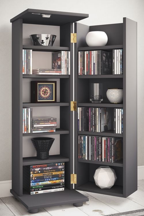 Produktbild: Holz Schrank CD DVD Regal abschlie&szlig;bar Engalo L