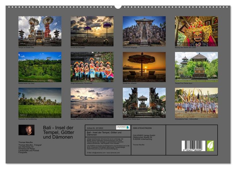 Produktbild: Bali - Insel der Tempel, G&ouml;tter und D&auml;monen (hochwertiger Premium Wandkalender 2026 DIN A2 quer), Kunstdruck in Hochglanz