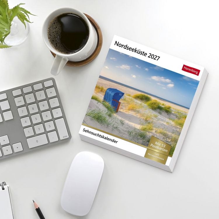 Produktbild: Nordseek&uuml;ste Sehnsuchtskalender 2027 - Wochenkalender mit 53 Postkarten