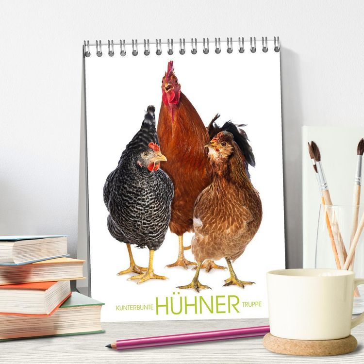 Produktbild: Kunterbunte H&uuml;hner Truppe (Tischkalender 2026 DIN A5 hoch), CALVENDO Monatskalender