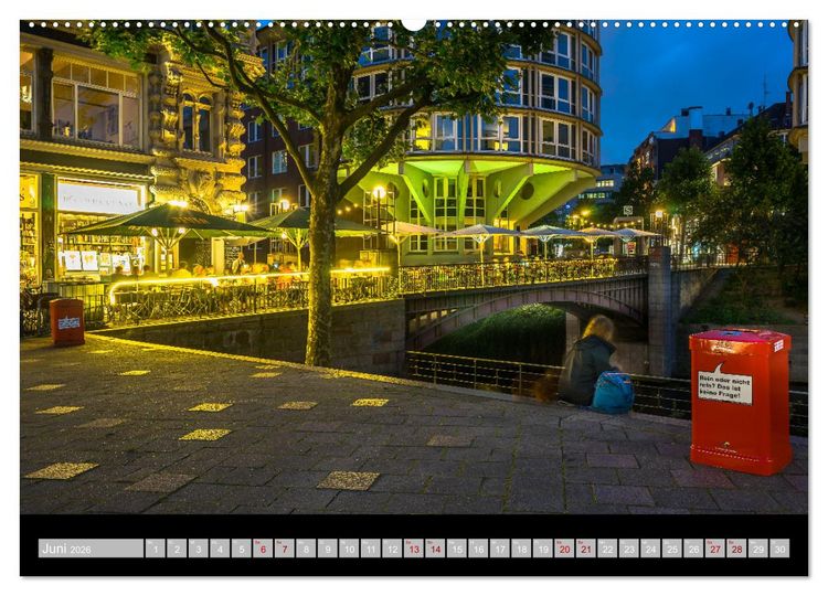 Produktbild: Hamburgs Br&uuml;cken bei Nacht (Wandkalender 2026 DIN A2 quer), CALVENDO Monatskalender