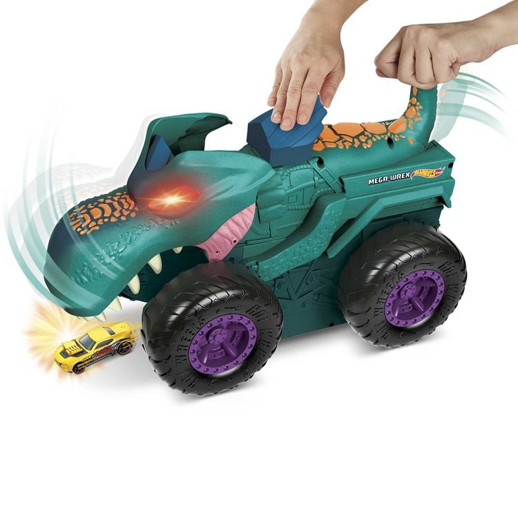 Produktbild: Hot Wheels Monster Trucks autofressender Mega-Wrex, inkl. 1 Spielzeugauto