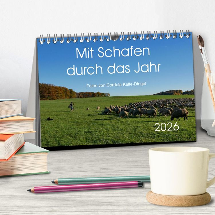 Produktbild: Mit Schafen durch das Jahr (Tischkalender 2026 DIN A5 quer), CALVENDO Monatskalender