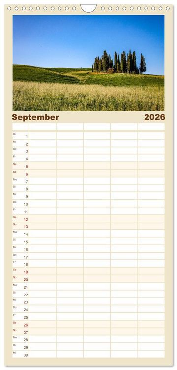 Produktbild: Familienplaner 2026 - Toskana 2026 mit 5 Spalten (Wandkalender, 21 x 45 cm) CALVENDO