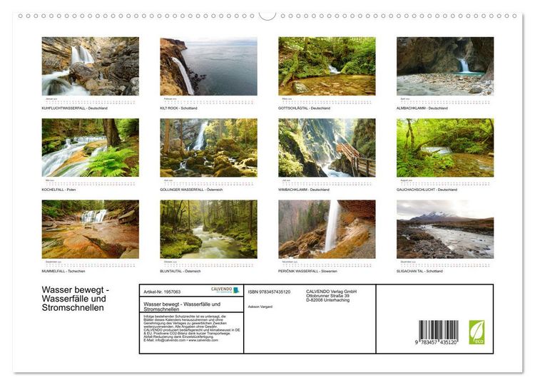 Produktbild: Wasser bewegt - Wasserf&auml;lle und Stromschnellen (hochwertiger Premium Wandkalender 2026 DIN A2 quer), Kunstdruck in Hochglanz