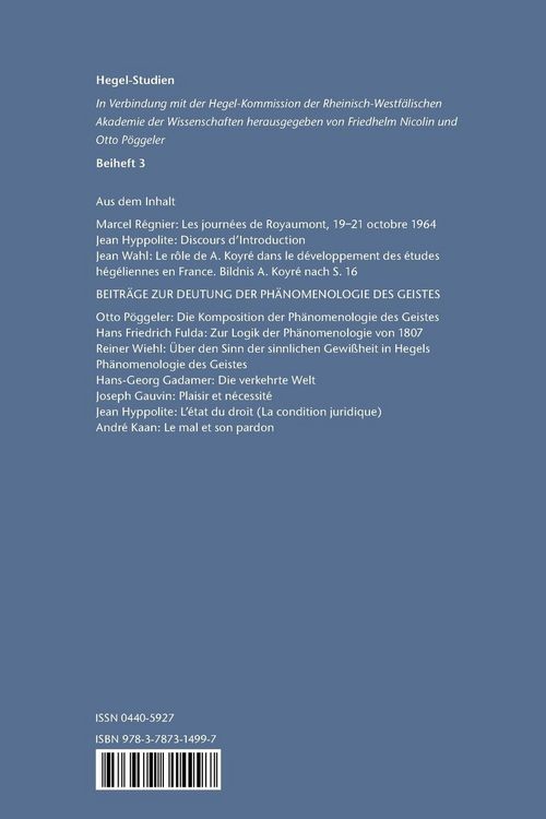 Produktbild: Hegel-Tage Royaumont 1964