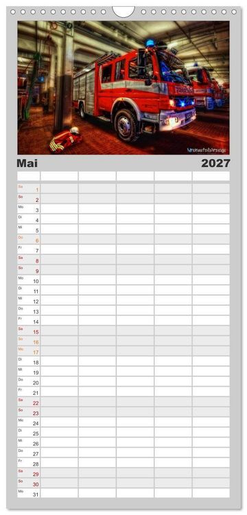 Produktbild: Familienplaner 2027 - HDR Einsatzfahrzeuge mit 5 Spalten (Wandkalender, 21 x 45 cm) CALVENDO