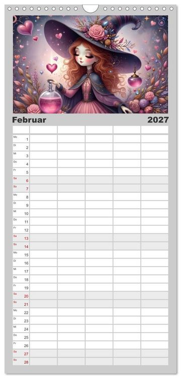 Produktbild: Familienplaner 2027 - Luna, die kleine Zauberhexe mit 5 Spalten (Wandkalender, 21 x 45 cm) CALVENDO