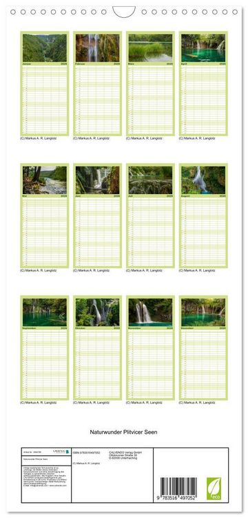 Produktbild: Familienplaner 2026 - Naturwunder Plitvicer Seen mit 5 Spalten (Wandkalender, 21 x 45 cm) CALVENDO