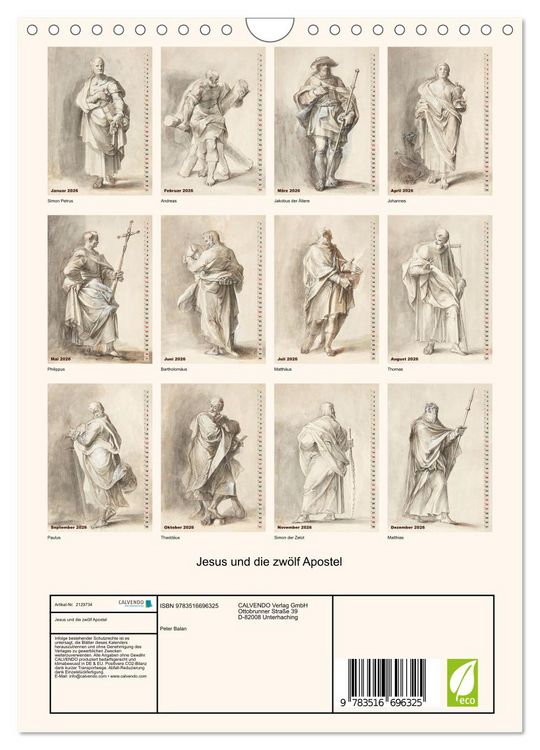 Produktbild: Jesus und die zw&ouml;lf Apostel (Wandkalender 2026 DIN A4 hoch), CALVENDO Monatskalender